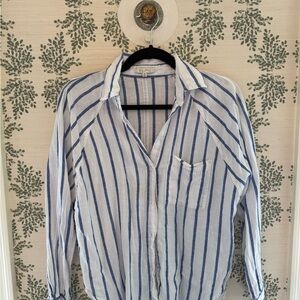 Z Supply Blue and White Striped Button Down Shirt